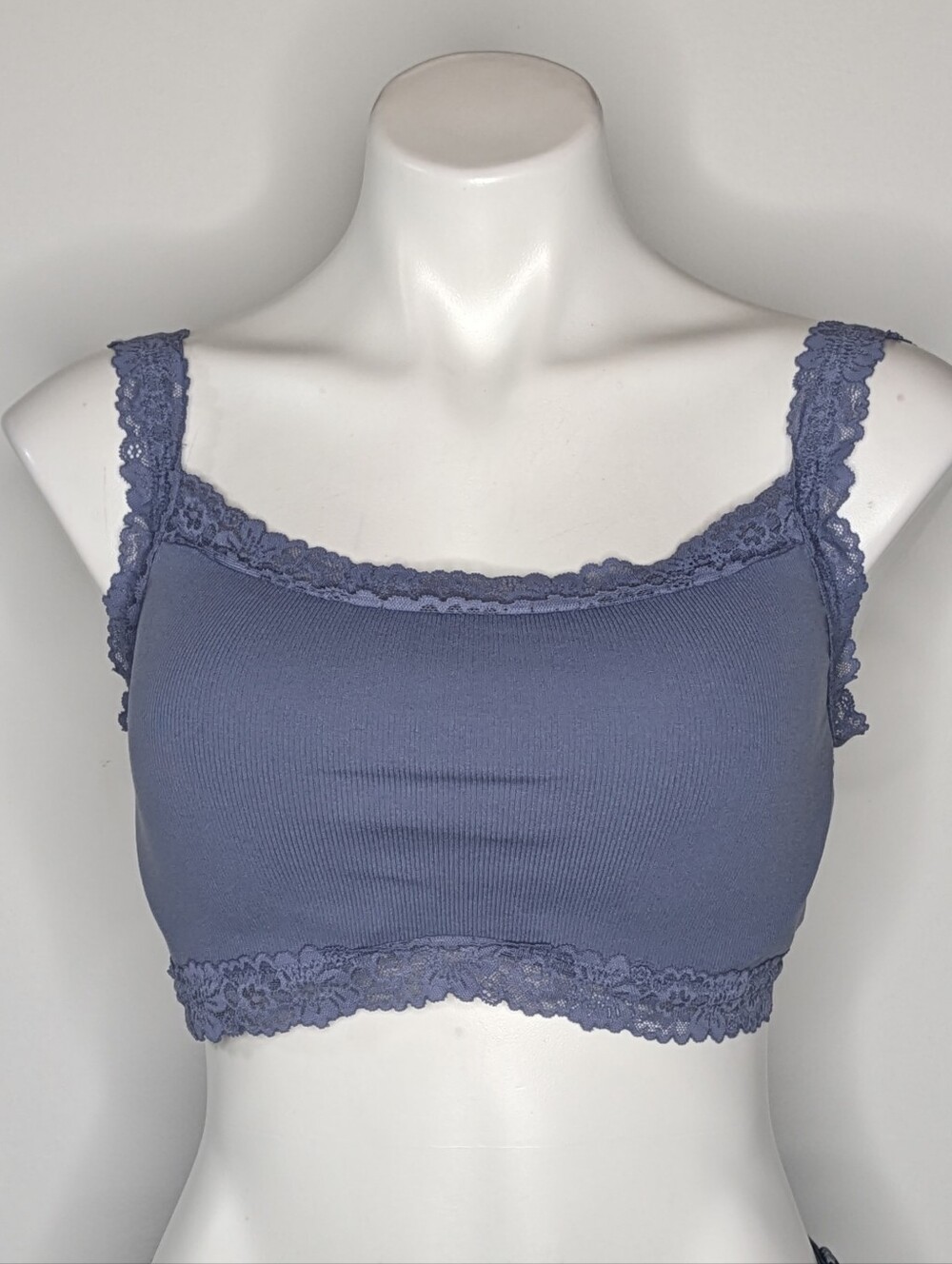 Pink Victoria's Secret Blue Lace Lightly Lined Covered Bra XL